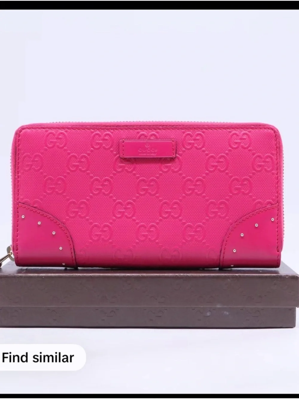 Gucci pink GG Embossed Zip-Around Wallet - Picture 6 of 6